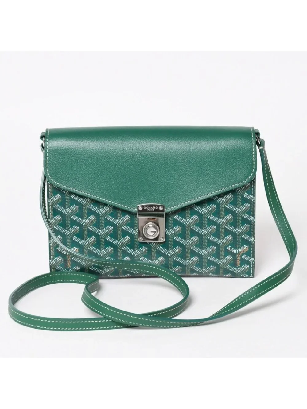 Goyard Chypre Sheepskin Pouch Wallet Shoulder Bag Green